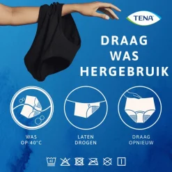 Tena Wasbaar Ondergoed Zwart Maat L 1 stuk