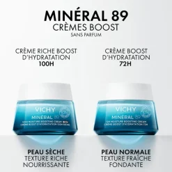 Vichy Mineral 89 100U Rijke Hydraterende Crème Zonder Parfum 50 ML